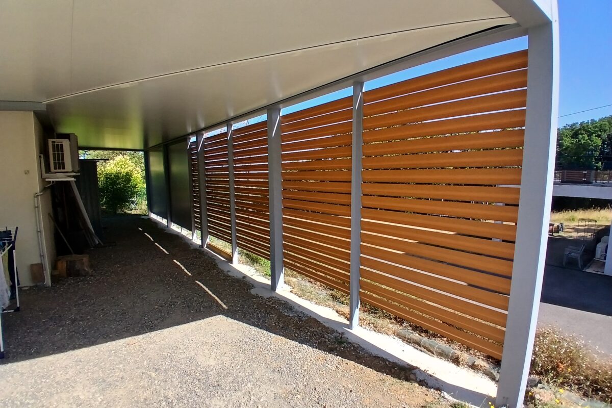 abri terrasse carport préau autour de la maison avec brises vue aluminium imitation bois gers toulouse