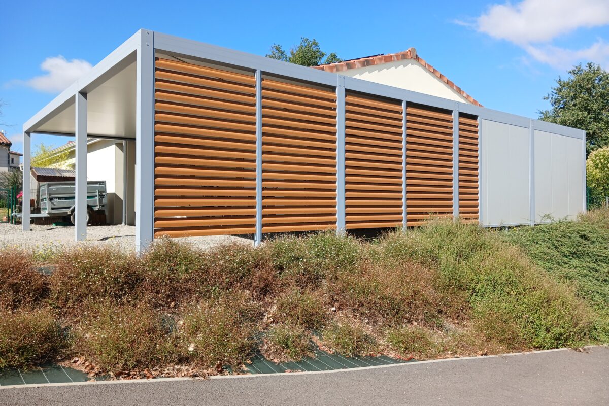 carport abri voiture XXL avec brises vue alu imitation bois gers toulouse
