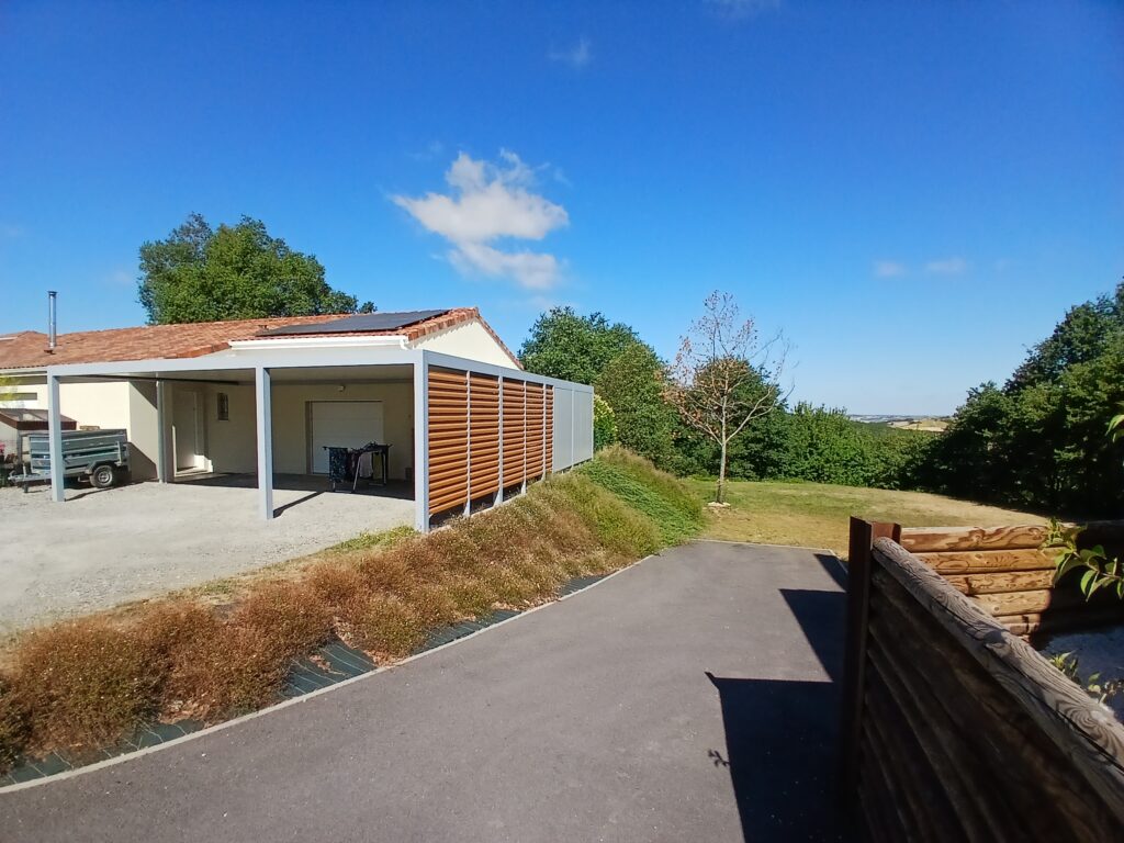 Carport XXL sur mesure en aluminium gris clair - Pujaudran Gers 32
