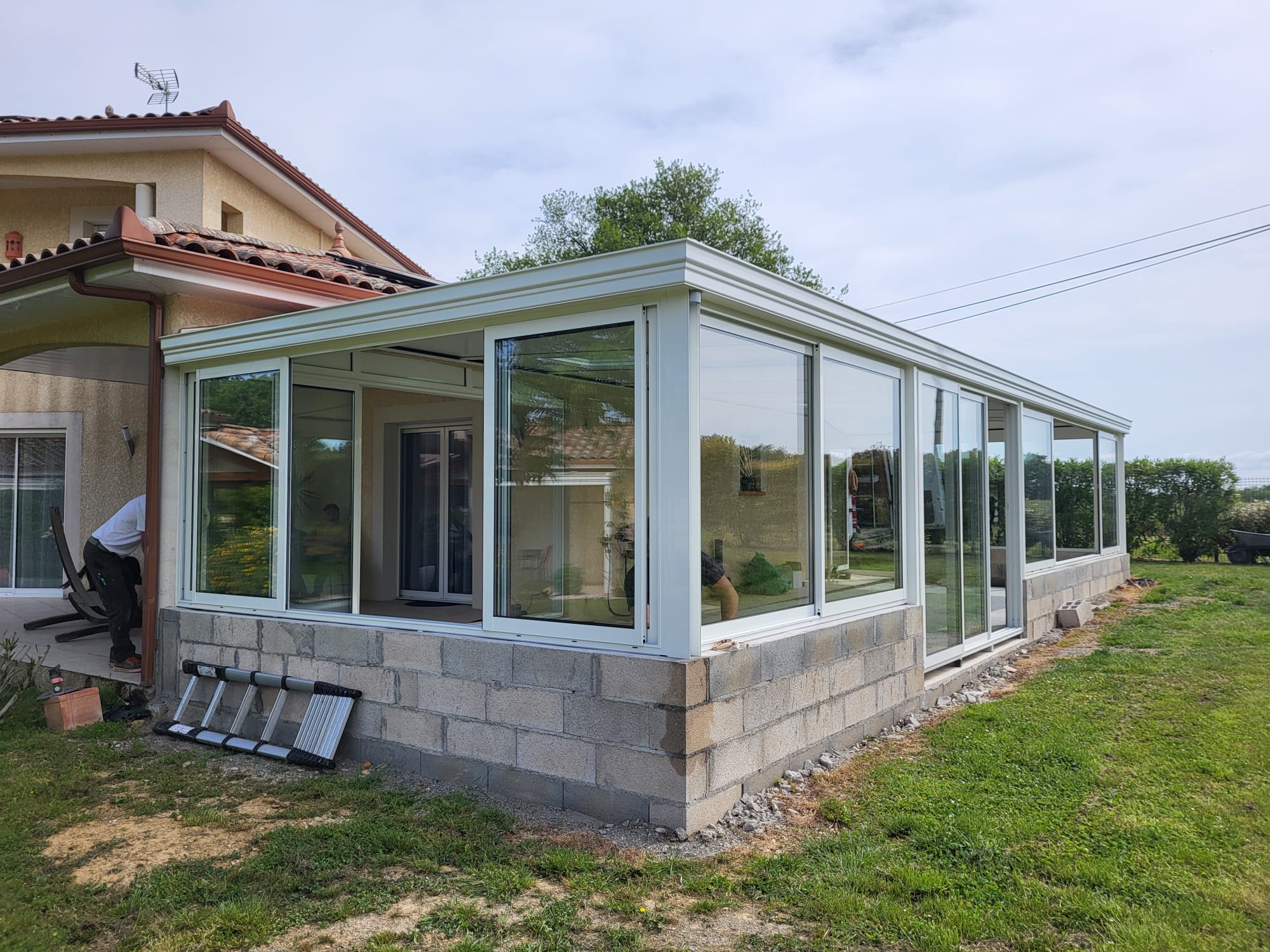 chantier pose veranda sur mesure toulouse